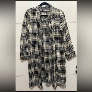 Maven West Women's Black White Jacket Cardigan Long Open Lightweight Small